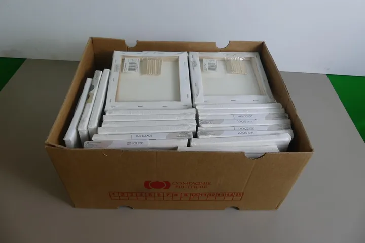 Konvolut Bespannte Keilrahmen Maße in cm ca. 20 x 20 / Umfang: Karton mit Inhalt